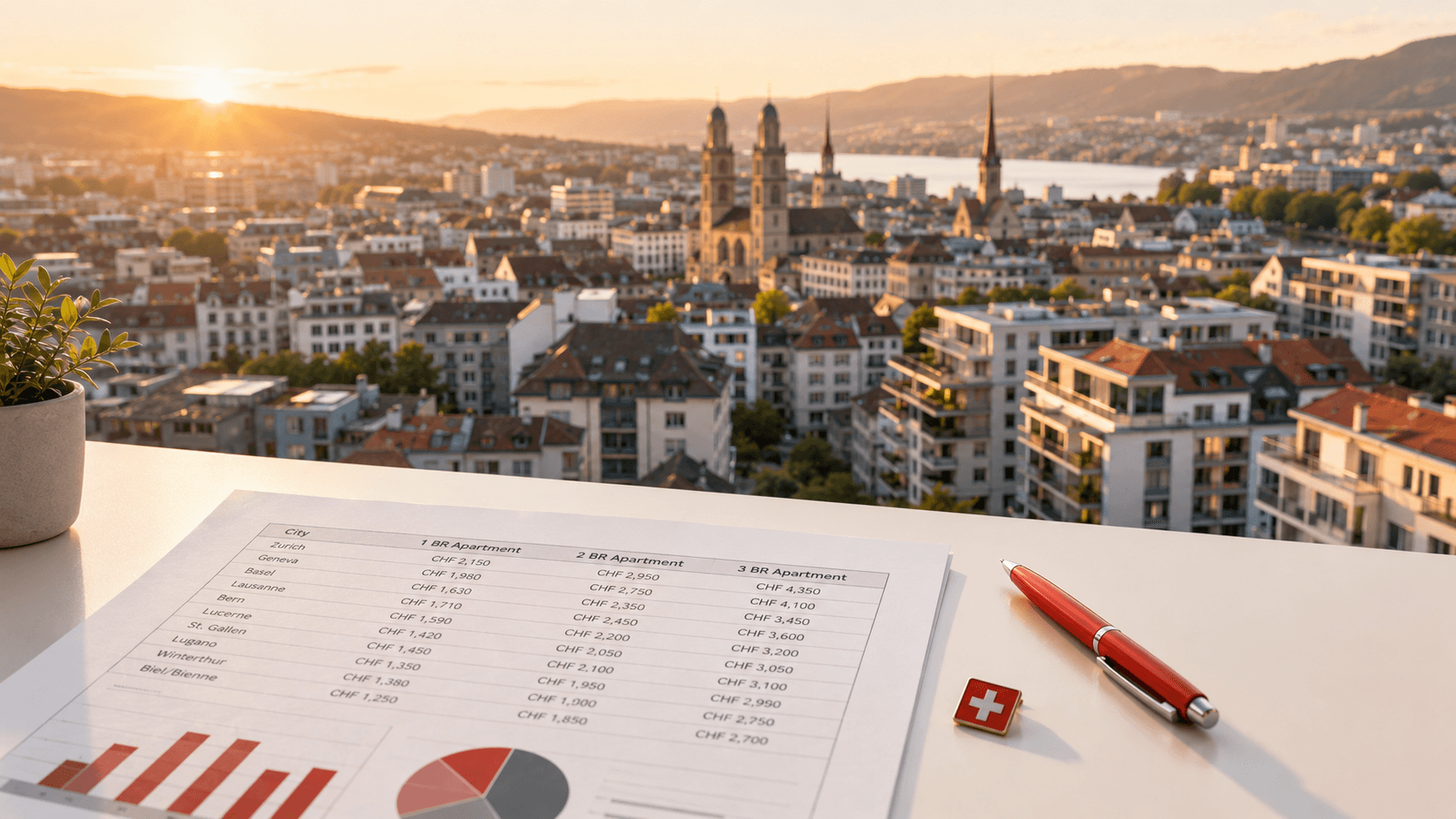 Average rent in Switzerland 2026 — apartment costs by city and size